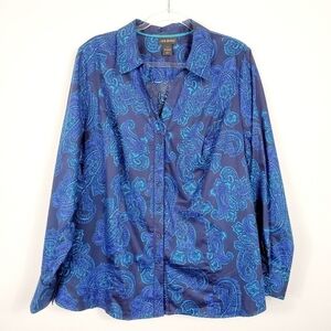 LANE BRYANT PAISLEY BUTTON FRONT BLOUSE